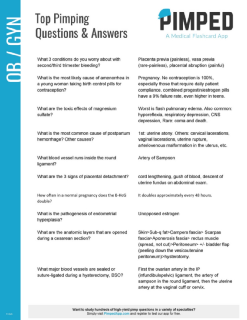 Top Ten Pimping Questions for Ob/Gyn » Procedure Ready